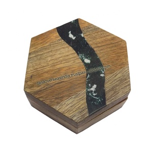 Hexagonal Shape Wooden <b>Storage</b> <b>Box</b> With Magnetic Lid for Girls and Women Jewelry Organizer - Product Image 1