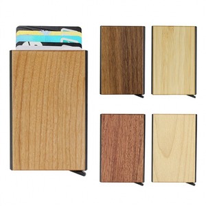 Porte-cartes de visite en bois de noyer noir, porte-cartes de visite poli, portefeuille avec acier inoxydable, accessoire d'affaires élégant - Product Image 2