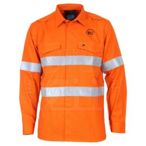 Camisas de trabajo reflectantes de manga larga ignífugas CAT 2 FR de alta visibilidad color naranja, camisa de trabajo de alta calidad para hombre, ropa de trabajo ignífuga FR. - Product Image 5
