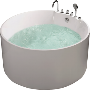 Baignoire balnéo ronde autoportante avec jets de massage et hydromassage pour 1 personne à prix réduit - Product Image 1