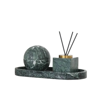 Luxury marble tray set with decorative sphere and <b>aroma</b> <b>diffuser</b> holder premium tabletop decor modern home styling elegant stone - Product Image 1