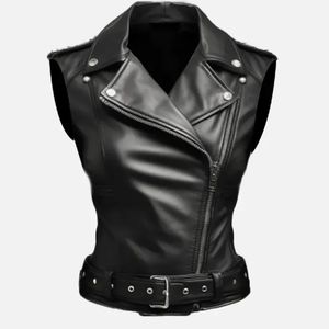Chalecos de cuero para mujer, nuevo estilo, chalecos de cuero para chicas, chaqueta de cuero con forro de piel, chaleco, ropa de mujer, chaquetas - Product Image 2