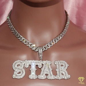 Luxury STAR Pendant Necklace <b>Iced</b> <b>Out</b> Diamond Cuban <b>Chain</b> Fashion Jewelry Gift For Him - Product Image 4