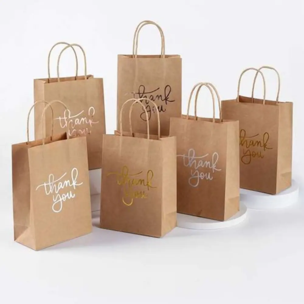 Bolsa de papel Kraft marrón personalizada al mejor precio, bolsa de papel para compras, bolsa promocional reciclable