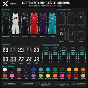 Conjunto de Camiseta de Baloncesto sin Mangas Transpirable Personalizada X Dazzle, Impresión por Sublimación, Cuello en V, Secado Rápido, Poliéster, Unisex, Deportivo para Adultos - Product Image 6