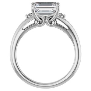 Moissanite <b>Emerald</b> Cut <b>Ring</b> <b>Silver</b> White Gold Plated Engagement Wedding Bridal Solitaire Sparkling Anniversary Gift Women Fine - Product Image 2