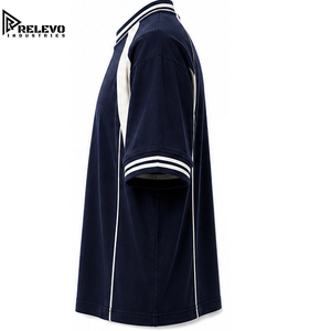 T-shirt Homme Rayé à Manches Raglan et Col Côtelé, Panneau Contrastant aux Épaules, Coupe Oversize, Coton Lourd 100% Lavé - Product Image 3