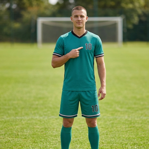 Soccer Jersey Set with Number 10 Back Print | Men's Short Sleeve Football Uniform | Moisture Wicking Polyester <b>Athletic</b> Wear - Product Image 4