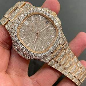 Montre de haute qualité en moissanite DEF de laboratoire, style hip-hop, avec diamants incolores et mécanisme automatique ou manuel - Product Image 1