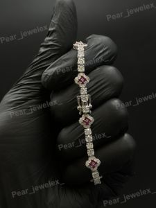 Luxury Pink Clover Moissanite Diamond Bracelet Iced Out 925 Silver Unique Fashion Jewelry For Women <b>Men</b> Gift - Product Image 3
