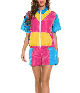 Custom Women Autumn/Winter Printed Casual Solid Windbreaker Sets Breathable Polyester/Nylon Waterproof Quick Dry Short Crop Top - Product Image 2