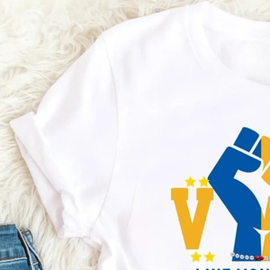 T-shirt personnalisé VOTE blanc pour femme, motif imprimé Sororité grecque Sigma Gamma Rho, manches courtes, col rond, décontracté, en coton, tendance - Product Image 4