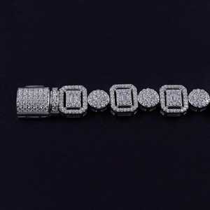 Pulsera de tenis geométrica de plata de ley 925 con moissanita VVS de corte esmeralda, joyería de lujo unisex estilo hip hop - Product Image 4