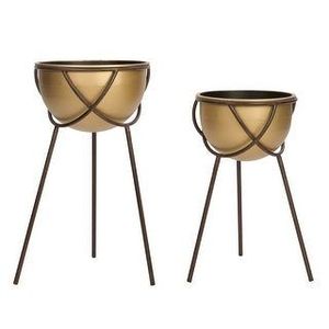 Maceta de Metal Dorado con Soporte – Maceta Decorativa para Interiores, para Balcón, Sala de Estar y Mesa |   Decoración para el Hogar al por Mayor - Product Image 5