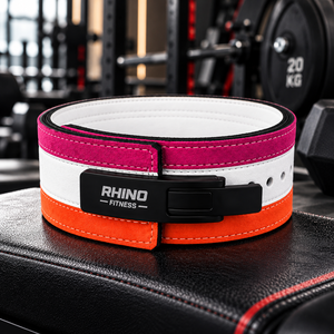 Ceinture de musculation ajustable en néoprène Rhino Fitness, soutien lombaire, protection professionnelle, rose, blanc, orange - Product Image 4
