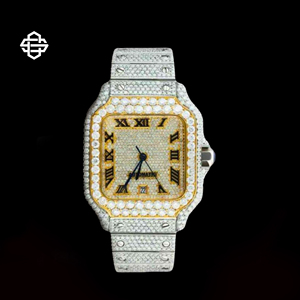 Montre-bracelet à quartz de luxe pour homme, en acier inoxydable, avec cadran carré en verre, incrusté de moissanite, chiffres romains, 20 mm – Meilleures ventes - Product Image 2