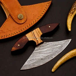Cuchillo de Cocina Tipo Hacha de Acero de Damasco Hecho a Mano con Mango de Madera de Palisandro de Color Personalizado para Cortar Verduras y Carne - Product Image 3