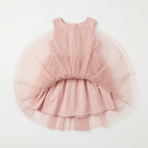 Robe d'été en tulle sans manches pour filles, style princesse rose, longueur genou, avec lacets au dos, robe de soirée - Product Image 2