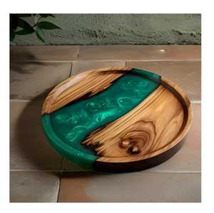 Plateau rond en bois, vaisselle, plateau de service, assiettes, fait main, écologique, passe au lave-vaisselle, pour mariage - Product Image 3