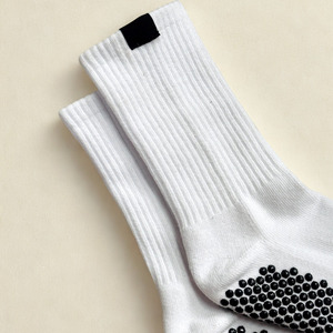 <b>Custom</b> Logo White Crew Non-Slip Yoga <b>Socks</b> With Dot Pattern Anti-Slip Sole For Adults - Product Image 2