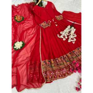 Hermoso vestido Anarkali de mujer con colgante y Dupatta para fiestas - Product Image 3