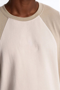 Contrast Panel Short Sleeve Crew Neck Men's <b>shirts</b> Custom Logo Color Block High GSM Oversized Cotton Raglan Streetwear Supplier - Product Image 2