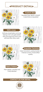 Serviette en lin avec broderie de tournesol sauvage, style naturel lumineux qui rehausse la table festive et l'espace repas moderne - Product Image 2