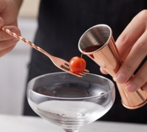 Elegant Rose Gold Cocktail Stirrer Spoon Fork <b>Bar</b> <b>Tool</b> Stainless Steel Modern Design Reusable Mixology Utensil - Product Image 3