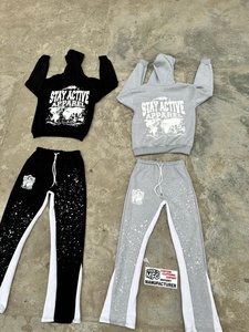 Pantalones Deportivos de Felpa para Hombre con Logotipo Personalizado, Corte Acampanado, Bolsillos, Diseño de Parches, Ecológicos, Casuales, de Algodón y Poliéster Transpirable - Product Image 2