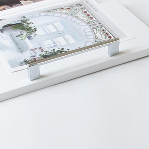 Eco-Friendly Modern Zinc Alloy <b>Bar</b> Handle Minimalist Square Cabinet <b>Pull</b> <b>for</b> Kitchen Bathroom Bedroom Furniture Chrome Finish - Product Image 1