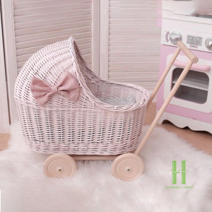 Nuevo Diseño de Cochecito de Muñecas de Mimbre Vintage Hecho a Mano, Carrito de Juguete Ecológico para Niños - Product Image 5