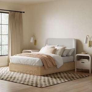 Cama de Plataforma Minimalista Personalizable OakGlide con Cabecera Tapizada 1000g, Fabricación Manual para Dormitorios Contemporáneos - Product Image 6