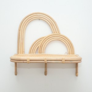 Meilleure vente, étagère de rangement murale en rotin pour la décoration de la maison, étagère murale ronde en forme d'arc-en-ciel - Product Image 3
