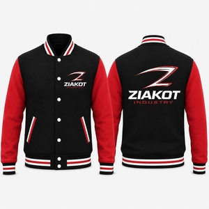 ZIAKOT Men's Black <b>White</b> Varsity <b>Jacket</b> With Grey Logo Heat Transfer Printing Casual Autumn Wear - Product Image 3