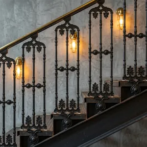 Panneau de rampe d'escalier moderne en fer forgé, décoratif avec volutes, balustres métalliques décoratifs pour escalier intérieur et balcon - Product Image 6