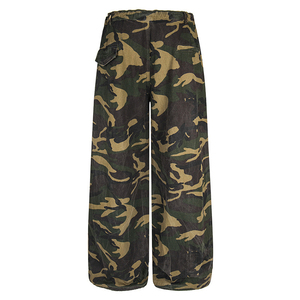 Pantalones Cargo Vintage de Camuflaje de Pierna Ancha para Hombre, Estilo Baggy Streetwear con Cordón Ajustable, Ajuste Holgado, Camuflaje Paracaídas - Product Image 5