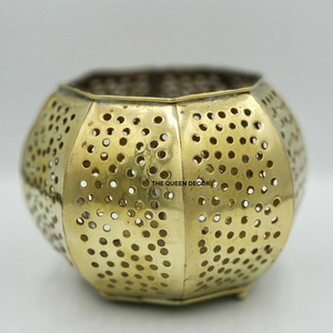 Elegant Gold Metal Iron Scented Candles Embossed Punched Hole Design Highly Popular for Home Christmas Table - Product Image 1