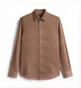 Chemise décontractée rayée pour homme, manches longues, col rabattu, 100% coton popeline, respirante, idéale pour l'été - Product Image 4