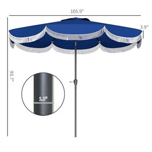 Ombrellone da Esterno 9FT UPF 30+ con 8 Stecche, Sistema di Inclinazione a Pulsante e Manovella Ventilata per Copertura di Terrazze e Tavoli - Product Image 3
