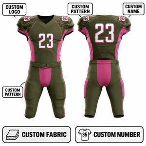 Uniforme de football américain personnalisé pour hommes adultes, impression par sublimation, polyester respirant, gris olive, numéro 23 - Product Image 3
