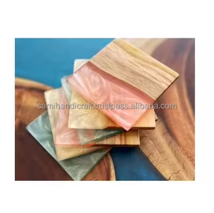 Posavasos clásicos ligeros de madera y resina, patrón redondo artesanal para uso de mesa de artista y alfombrilla - Product Image 2