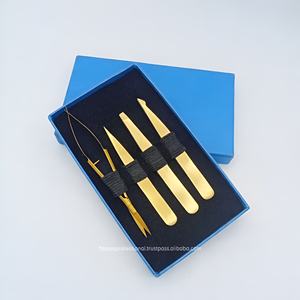 Juego de Pinzas y Tijeras para Cejas Gold Precision con Caja de Regalo Azul de Lujo Personalizada para Herramientas de Maquillaje Profesional - Product Image 5