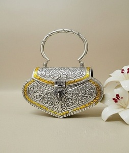 Handmade Gold-Plated <b>Silver</b> Brass Customized Clutch <b>Bag</b> Ladies Craftstages International Wedding <b>Evening</b> Party Chain Strap - Product Image 6