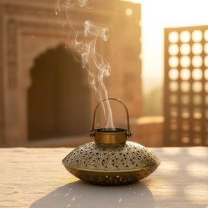 เตาเผากำยานแบบตั้งโต๊ะดูไบ และเครื่องกระจายกลิ่นอโรมาแบบอาหรับ/ตะวันออกกลาง พร้อมที่วางกำยานสำหรับเทศกาลอีด กลิ่นไม้จันทน์ - Product Image 2