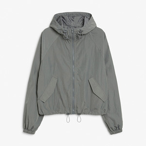 Wholesale Light Weight <b>Zip</b> <b>up</b> Women's Summer Hooded Drawstring Parachute Bomber <b>Jacket</b> - Product Image 3