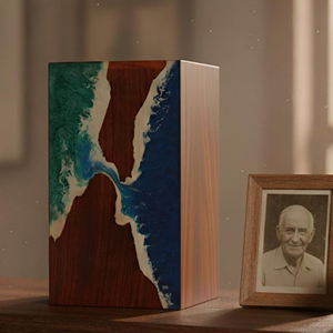 Handmade Teak Wood Cremation Urn Personalized <b>Memorial</b> Wooden Ash <b>Box</b> Classic Cherry Wood Adult Urn by AYAANS - Product Image 2