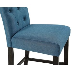 Leviton Set di 2 in legno massello blu Tufted bancone altezza sgabello elegante sala da pranzo mobili - Product Image 2