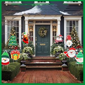 Ensemble de 8 pièces de décorations d'extérieur de Noël ornements de jardin gonflables de père Noël renne pingouin pour les décorations de cour de vacances - Product Image 5