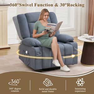 Fauteuil inclinable 4 points 3D avec massage par pétrissage et chaleur, fonction balancelle, idéal pour salon, 2 places - Product Image 4