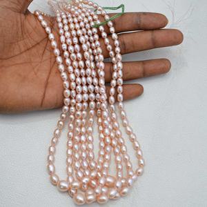Perles de riz en perles d'eau douce de couleur rose naturelle de 4 mm, 6 mm, 8 mm, 10 mm, prix de gros, collier de perles lustrées pour femmes - Product Image 3